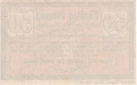 Реверс банкноты 50 fenigów Spar- und Leihkasse (Niemcy) 1918