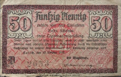 Аверс банкноты 50 fenigów (Niemcy) 1919