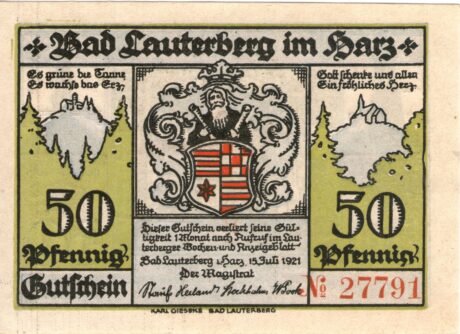 Аверс банкноты 50 fenigów (Niemcy) 1921