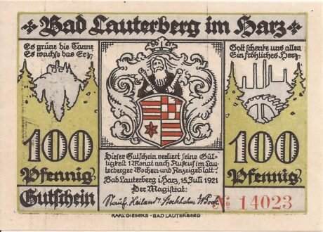 Аверс банкноты 100 fenigów (Niemcy) 1921