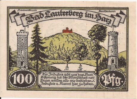 Реверс банкноты 100 fenigów (Niemcy) 1921