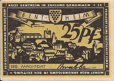 Аверс банкноты 25 fenigów (Niemcy) 1921
