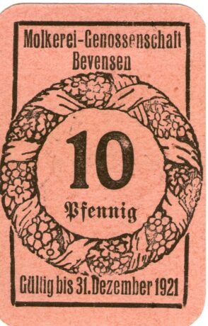 Аверс банкноты 10 fenigów Molkerei-Genossenschaft (Niemcy) 1921
