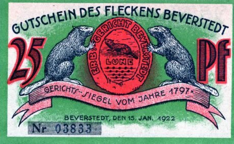 Реверс банкноты 25 fenigów (Niemcy) 1922