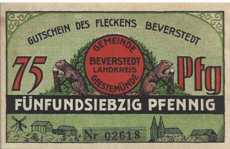 Реверс банкноты 75 пфеннигов (Германия) 1922 года