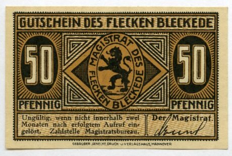 Аверс банкноты 50 fenigów (Niemcy)