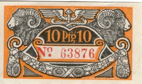 Реверс банкноты 10 fenigów (Niemcy) 1920