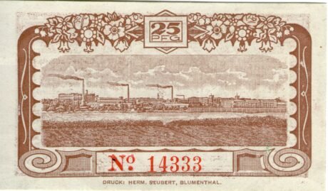Реверс банкноты 25 fenigów (Niemcy) 1920