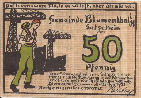 Аверс банкноты 50 fenigów (Niemcy) 1921