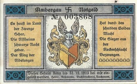 Аверс банкноты 50 fenigów Buchdruckerei Rehmann (Niemcy)