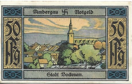 Реверс банкноты 50 fenigów Buchdruckerei Rehmann (Niemcy)