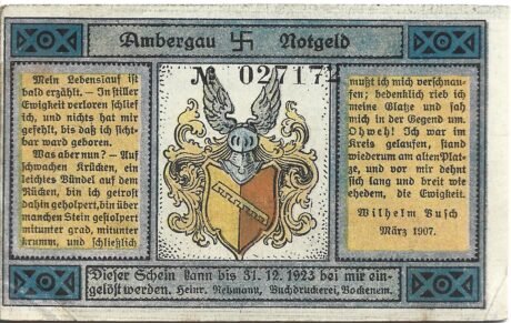 Аверс банкноты 1 marka Buchdruckerei Rehmann (Niemcy)