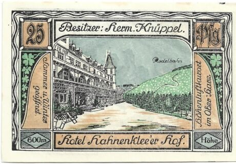 Реверс банкноты 25 fenigów Hermann Knüppel (Niemcy)