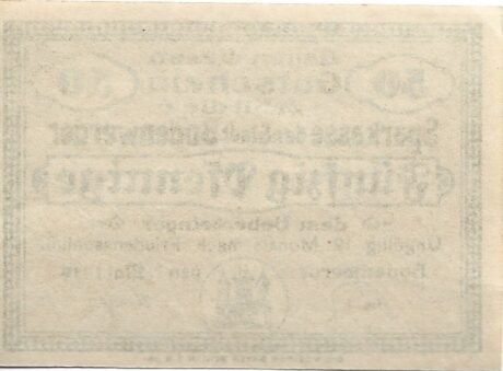 Реверс банкноты 50 fenigów (Niemcy) 1918