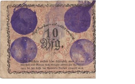 Реверс банкноты 10 fenigów (Niemcy) 1916