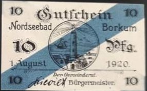 Аверс банкноты 10 пфеннигов (Германия) 1918 года