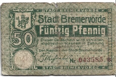 Аверс банкноты 50 fenigów (Niemcy)