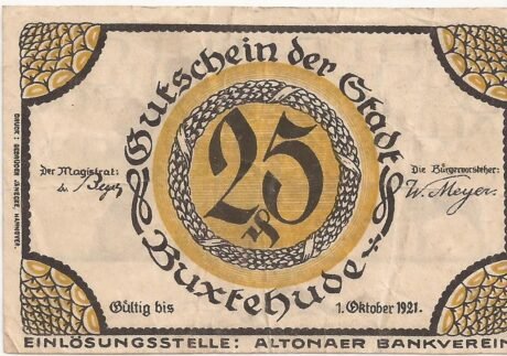 Аверс банкноты 25 fenigów (Niemcy)