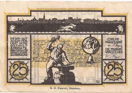 Реверс банкноты 25 fenigów (Niemcy) 1920