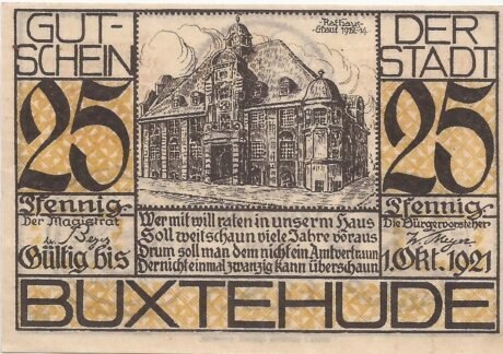 Аверс банкноты 25 fenigów (Niemcy) 1921