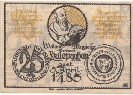 Реверс банкноты 25 fenigów (Niemcy) 1921