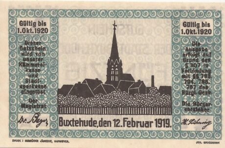 Реверс банкноты 50 fenigów (Niemcy) 1919
