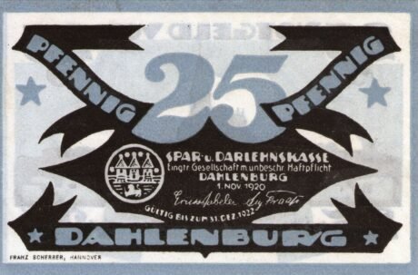 Аверс банкноты 25 пфеннигов Spar- und Darlehnskasse (Германия) 1920 года