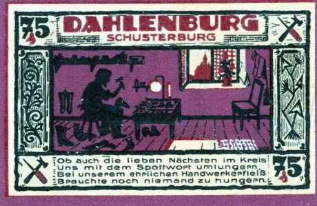 Реверс банкноты 75 fenigów (Niemcy) 1921