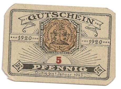 Аверс банкноты 5 fenigów Sparkasse (Niemcy) 1920