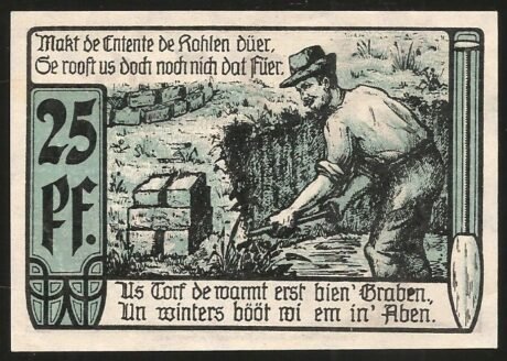 Реверс банкноты 25 fenigów (Niemcy) 1921