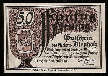 Аверс банкноты 50 fenigów (Niemcy) 1921