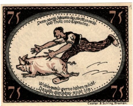 Реверс банкноты 75 пфеннигов (Германия) 1921 года