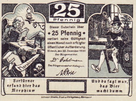 Аверс банкноты 25 fenigów (Niemcy) 1920