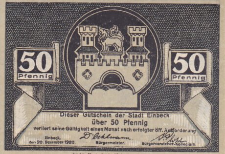 Аверс банкноты 50 fenigów (Niemcy) 1920