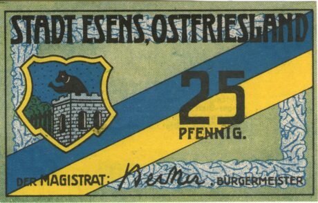 Аверс банкноты 25 fenigów (Niemcy)