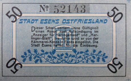 Реверс банкноты 50 пфеннигов (Германия)