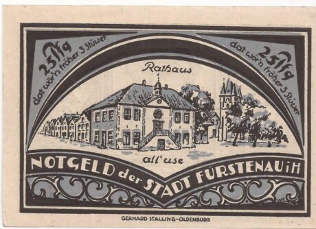 Реверс банкноты 25 fenigów (Niemcy) 1921