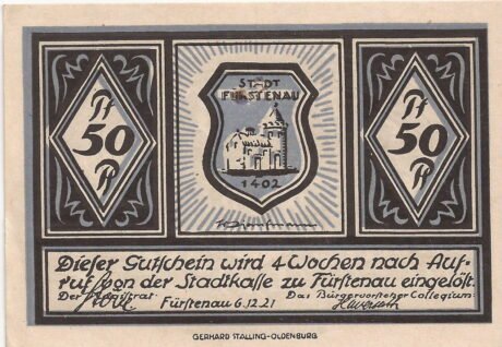 Аверс банкноты 50 fenigów (Niemcy) 1921