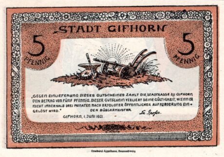 Аверс банкноты 5 пфеннигов (Германия) 1921 года