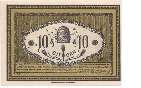 Аверс банкноты 10 fenigów (Niemcy) 1921