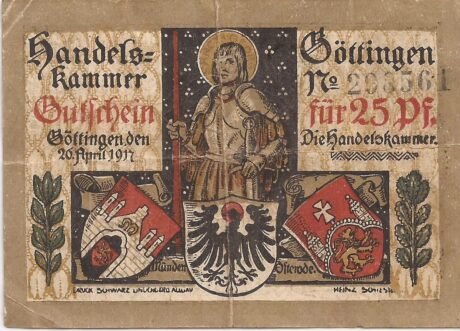 Реверс банкноты 25 fenigów Handelskammer (Niemcy) 1917