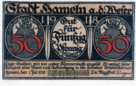 Аверс банкноты 50 fenigów (Niemcy) 1918