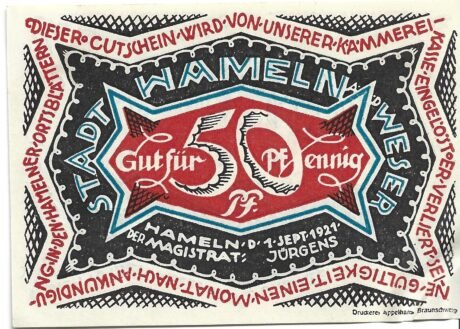 Аверс банкноты 50 fenigów (Niemcy) 1921