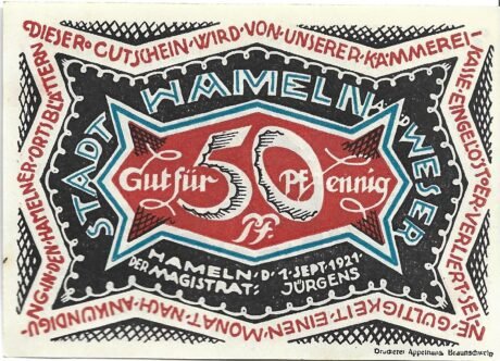 Аверс банкноты 50 fenigów (Niemcy) 1921