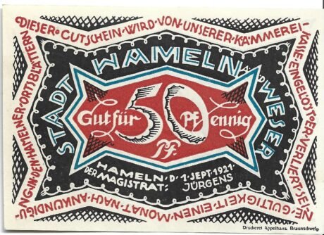 Аверс банкноты 50 fenigów (Niemcy) 1921