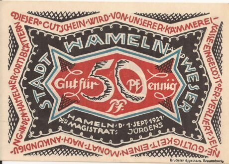 Аверс банкноты 50 fenigów (Niemcy) 1921