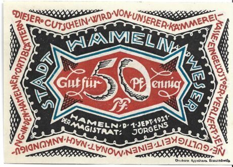 Аверс банкноты 50 fenigów (Niemcy) 1921