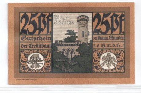 Реверс банкноты 25 fenigów Creditbank (Niemcy) 1921