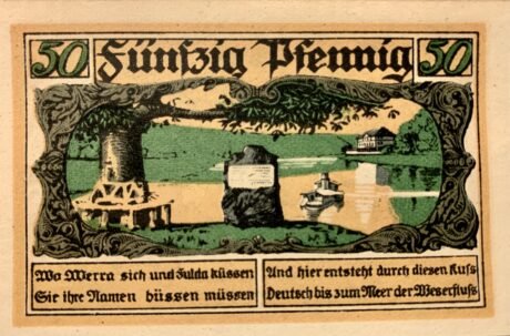 Реверс банкноты 50 fenigów Creditbank (Niemcy) 1921