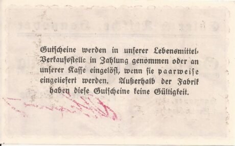 Реверс банкноты 50 fenigów Edler i Krische (Niemcy) 1918